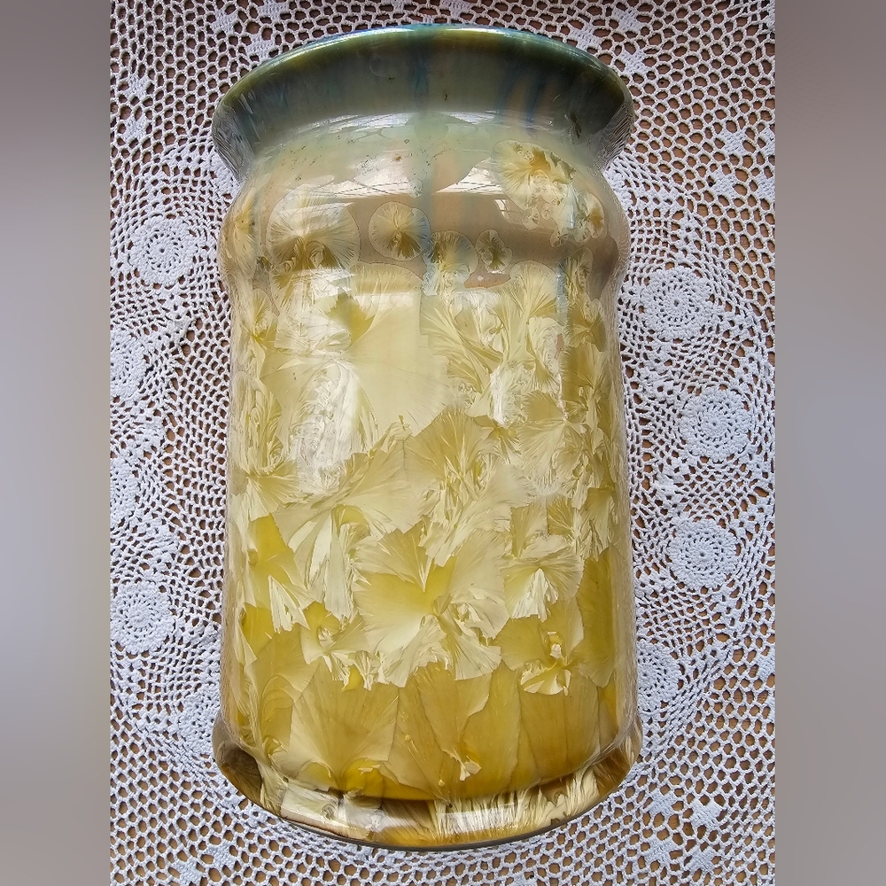 Crystalline Glaze Utensil Container By Edgecomb Potters Signed